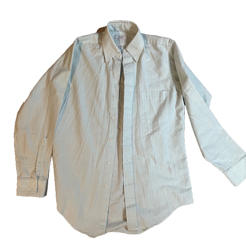 Vintage 90s Arrow Dover | USA Made | Long-sleeve Button Up - Pinstripe
